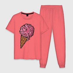 Пижама хлопковая мужская Brain ice cream, цвет: коралловый