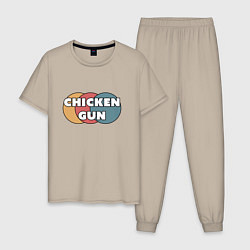 Пижама хлопковая мужская Chicken gun круги, цвет: миндальный