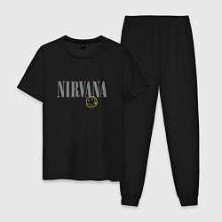 Пижама хлопковая мужская Nirvana logo smile, цвет: черный