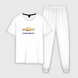 Пижама хлопковая мужская Chevrolet авто бренд, цвет: белый