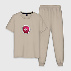 Пижама хлопковая мужская FIAT sport auto logo, цвет: миндальный