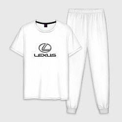 Пижама хлопковая мужская Lexus авто бренд лого, цвет: белый