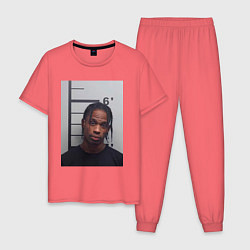 Пижама хлопковая мужская Travis Scott magshot, цвет: коралловый