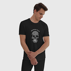 Пижама хлопковая мужская Череп психоделический, цвет: черный — фото 2