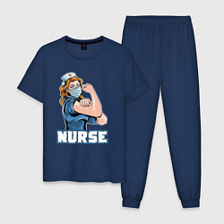Пижама хлопковая мужская Good nurse, цвет: тёмно-синий