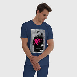 Пижама хлопковая мужская Fihgt club poster, цвет: тёмно-синий — фото 2