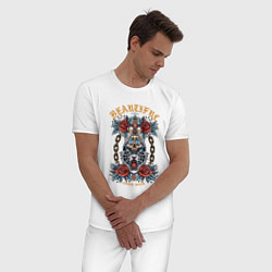 Пижама хлопковая мужская Рёв тигра, цвет: белый — фото 2