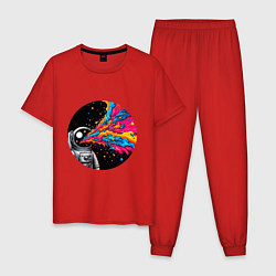 Мужская пижама Космонавт с разноцветными брызгами