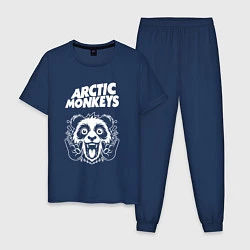 Пижама хлопковая мужская Arctic Monkeys rock panda, цвет: тёмно-синий