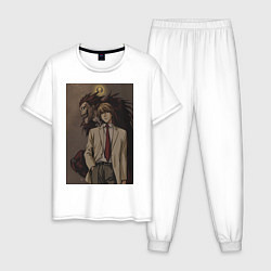 Пижама хлопковая мужская Тетрадь смерти Лайт Ягами, цвет: белый