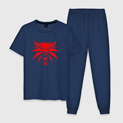 Пижама хлопковая мужская Логотип школы волка - Ведьмак 3, цвет: тёмно-синий