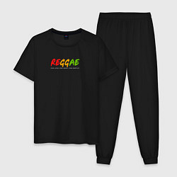 Пижама хлопковая мужская Reggae music in color, цвет: черный
