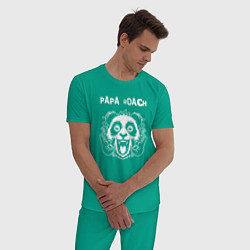 Пижама хлопковая мужская Papa Roach rock panda, цвет: зеленый — фото 2