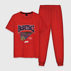 Пижама хлопковая мужская Баскетбол Калифорния, цвет: красный