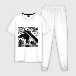 Пижама хлопковая мужская Чёрный мечник Гатс, цвет: белый