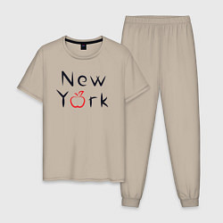 Пижама хлопковая мужская New York apple, цвет: миндальный