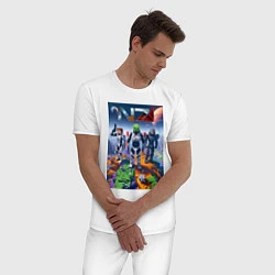 Пижама хлопковая мужская Mass effect and Minecraft - ai art collaboration, цвет: белый — фото 2