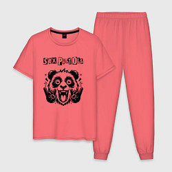 Пижама хлопковая мужская Sex Pistols - rock panda, цвет: коралловый