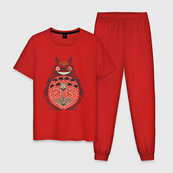 Пижама хлопковая мужская Forest Totoro, цвет: красный