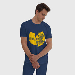 Пижама хлопковая мужская Wu shaolin logo, цвет: тёмно-синий — фото 2