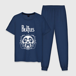 Пижама хлопковая мужская The Beatles rock panda, цвет: тёмно-синий