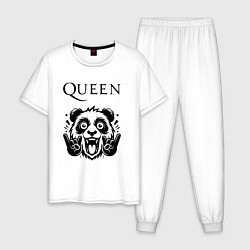 Пижама хлопковая мужская Queen - rock panda, цвет: белый