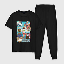 Пижама хлопковая мужская Экспозиция - Унесенные призраками, цвет: черный