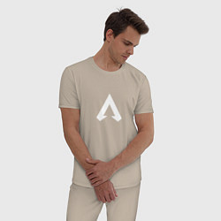 Пижама хлопковая мужская Logo apex, цвет: миндальный — фото 2