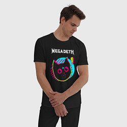 Пижама хлопковая мужская Megadeth rock star cat, цвет: черный — фото 2