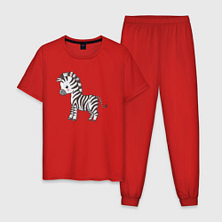 Пижама хлопковая мужская Маленькая зебра, цвет: красный