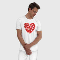 Пижама хлопковая мужская Hearts of love, цвет: белый — фото 2