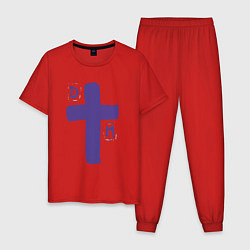 Пижама хлопковая мужская Depeche Mode - sofad cross, цвет: красный