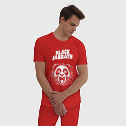 Пижама хлопковая мужская Black Sabbath rock panda, цвет: красный — фото 2