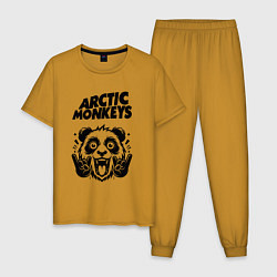 Пижама хлопковая мужская Arctic Monkeys - rock panda, цвет: горчичный
