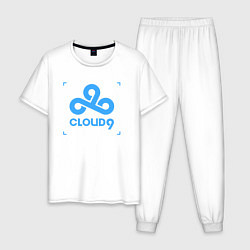 Пижама хлопковая мужская Cloud9 - tecnic blue, цвет: белый