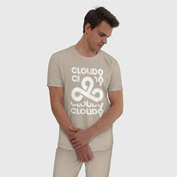 Пижама хлопковая мужская Cloud9 - in logo, цвет: миндальный — фото 2