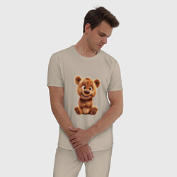 Пижама хлопковая мужская Милый плюшевый медведь, цвет: миндальный — фото 2