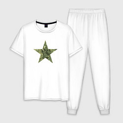 Пижама хлопковая мужская Камуфляжная звезда, цвет: белый