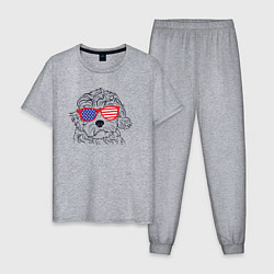 Пижама хлопковая мужская USA dog, цвет: меланж