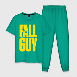 Пижама хлопковая мужская The fall guy logo, цвет: зеленый