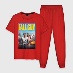 Пижама хлопковая мужская Ryan Gosling and Emily Blunt the fall guy, цвет: красный