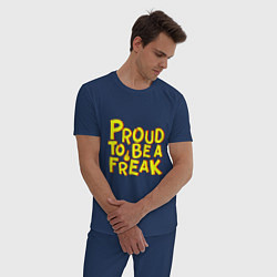 Пижама хлопковая мужская Proud to be a freak, цвет: тёмно-синий — фото 2