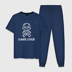 Пижама хлопковая мужская Game over inscription, цвет: тёмно-синий
