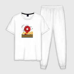Пижама хлопковая мужская 9 мая С Днем Победы!, цвет: белый