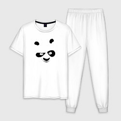 Пижама хлопковая мужская Кунг фу панда силуэт, цвет: белый