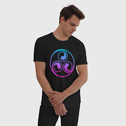 Пижама хлопковая мужская Лиловый круглый трискелион, цвет: черный — фото 2
