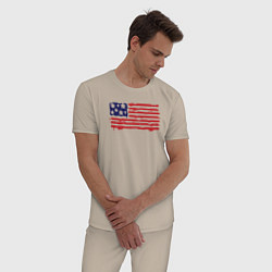 Пижама хлопковая мужская USA patriot, цвет: миндальный — фото 2
