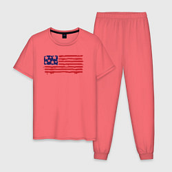 Пижама хлопковая мужская USA patriot, цвет: коралловый