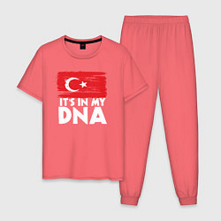 Пижама хлопковая мужская Турция в ДНК, цвет: коралловый