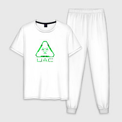 Пижама хлопковая мужская UAC зелёный повреждённый, цвет: белый